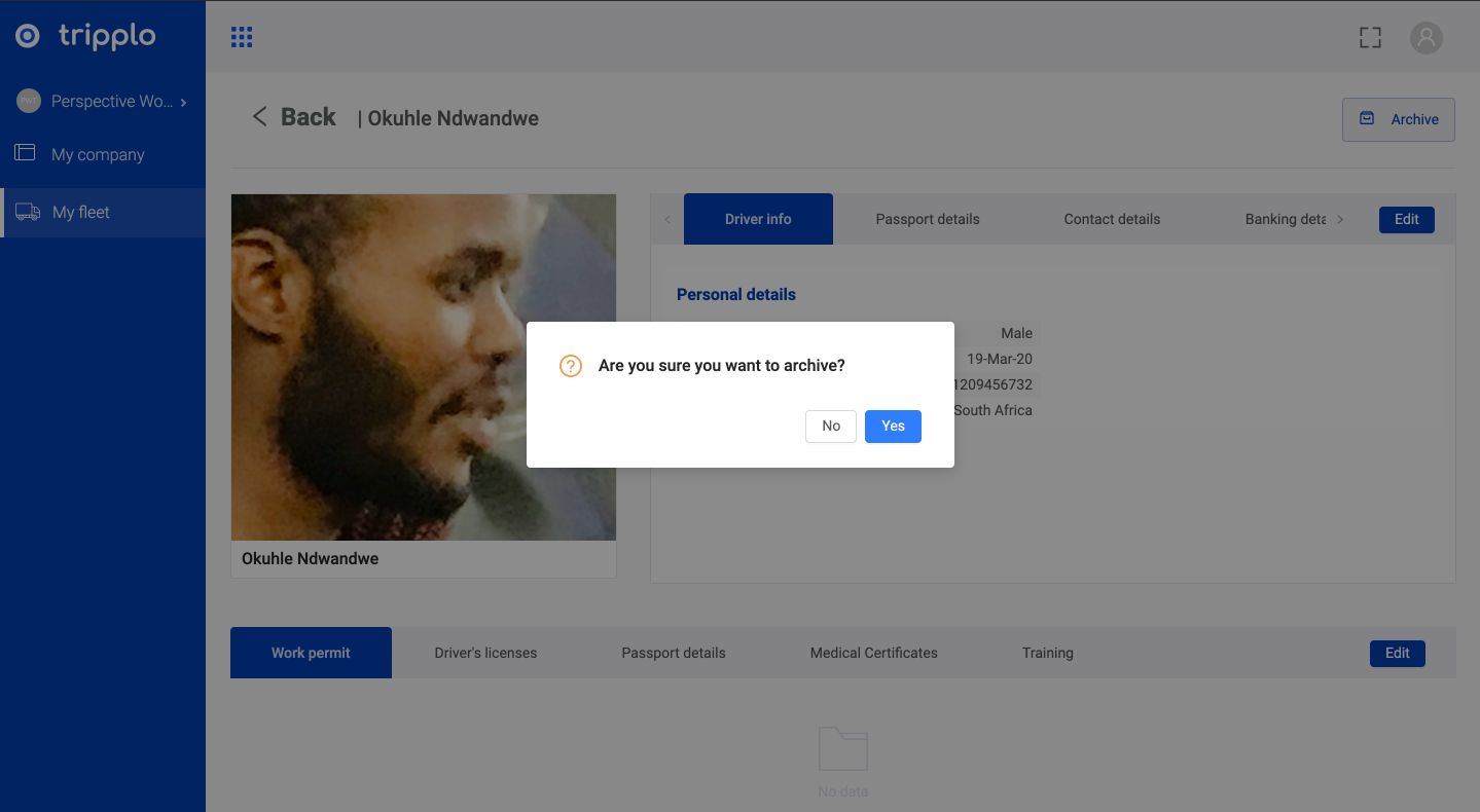 Archive a Driver Archive a Driver